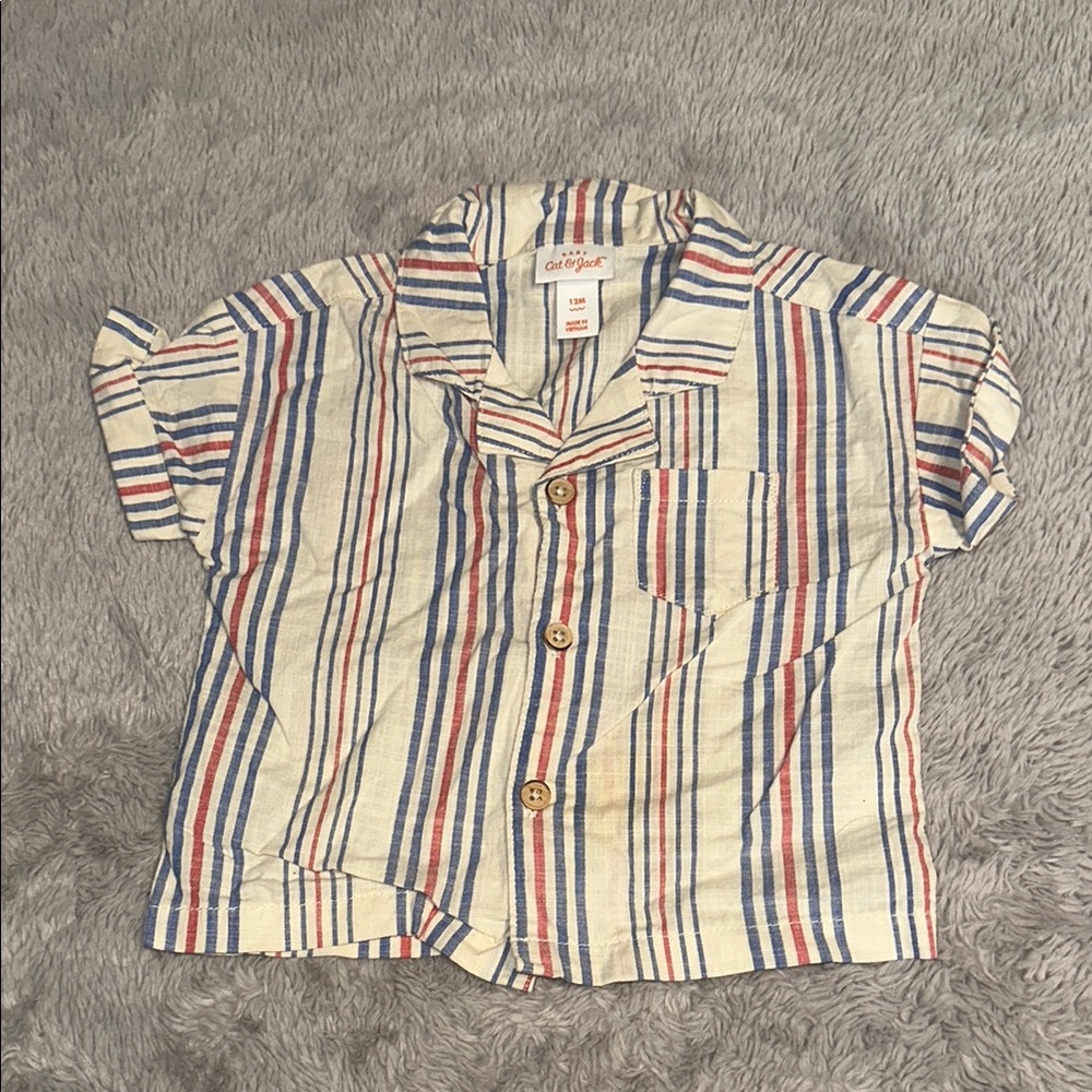 Cat & Jack Kids Button Down Shirt - Blue, Red, White